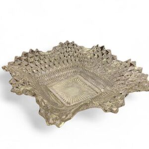 Indiana Glass Diamond Point Clear Glass Dish – Vintage 6.5”